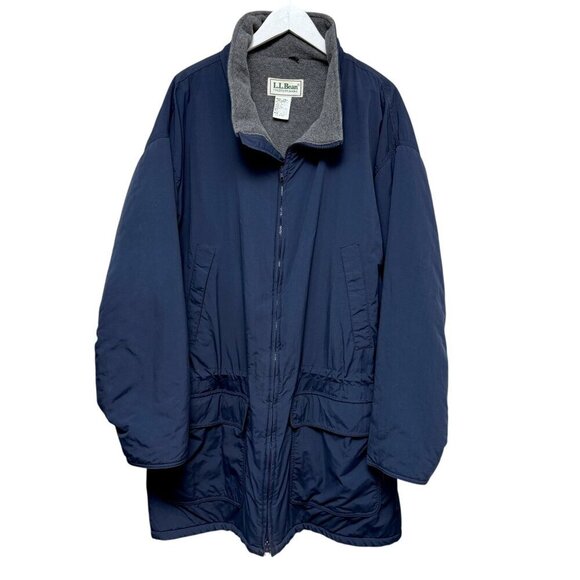 L.L.BEAN Mens Jacket Size XXL Tall Fleece Lined Anorak Blue Nylon Blend Thinsula